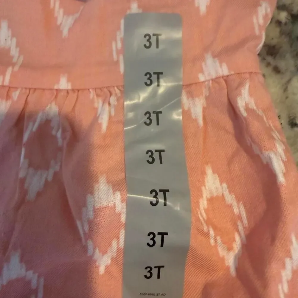 Carter's Girls Pink Ikat Flutter Sleeve Top 3T NWT Summer